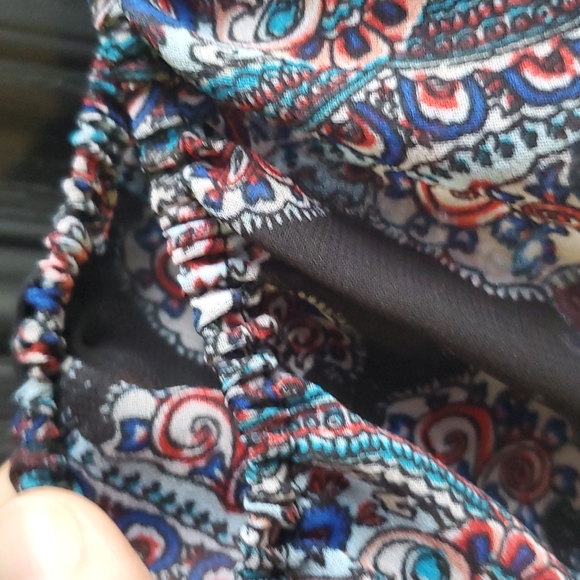 New Directions Boho Cold Shoulder Ditsy Floral Slipon Dress S Very Sheer… - Picture 5 of 17